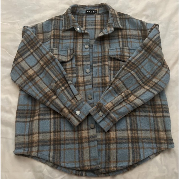 Plaid wool button down jacket - Picture 1 of 3